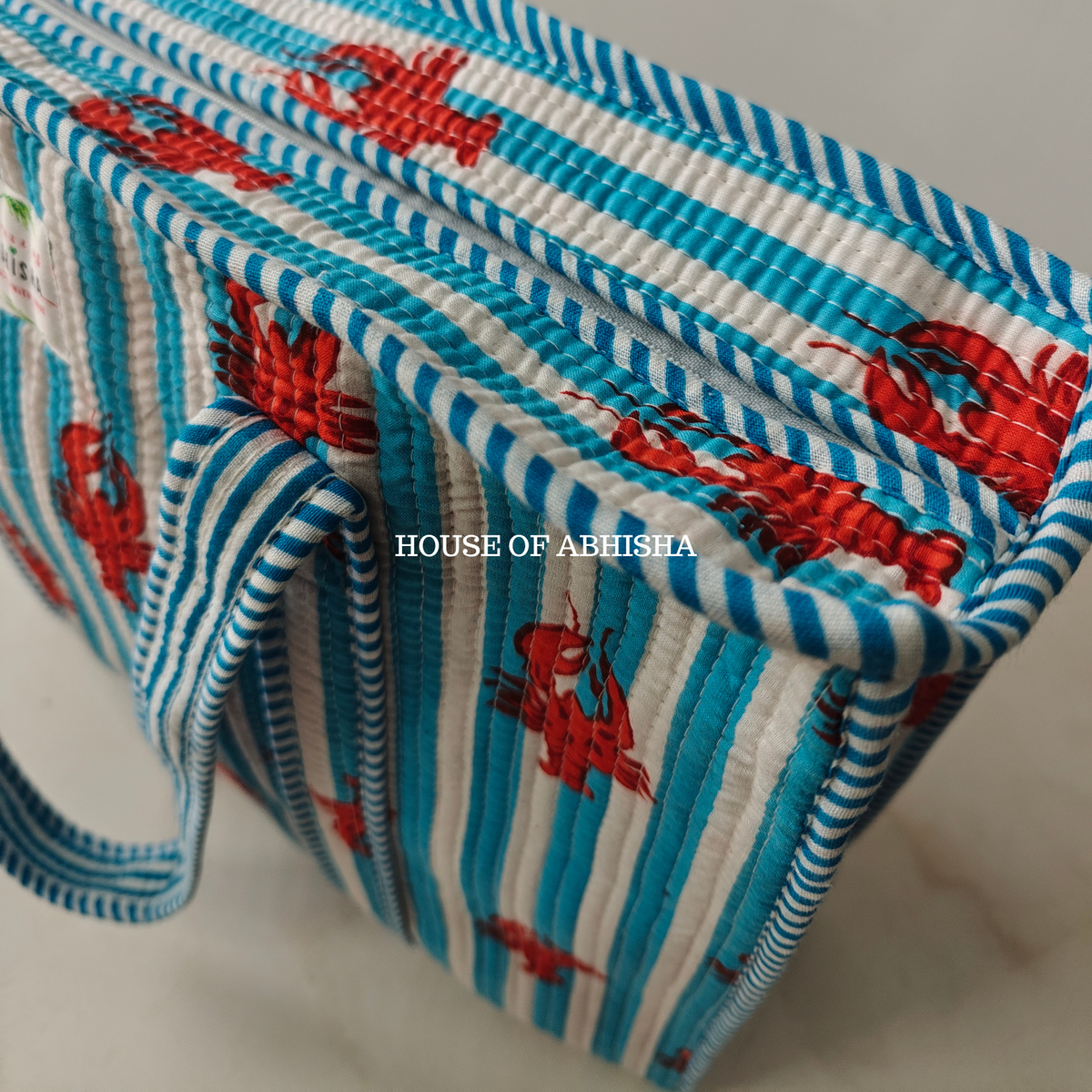 Lobster World Quilted Cotton Tote Bag