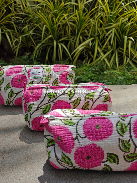 Phooljhari Trio Quilted Utility Pouches - Set of 3