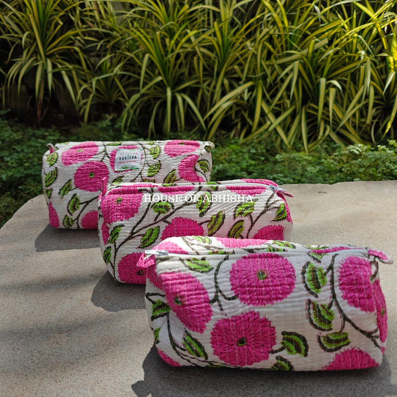 Phooljhari Trio Quilted Utility Pouches - Set of 3