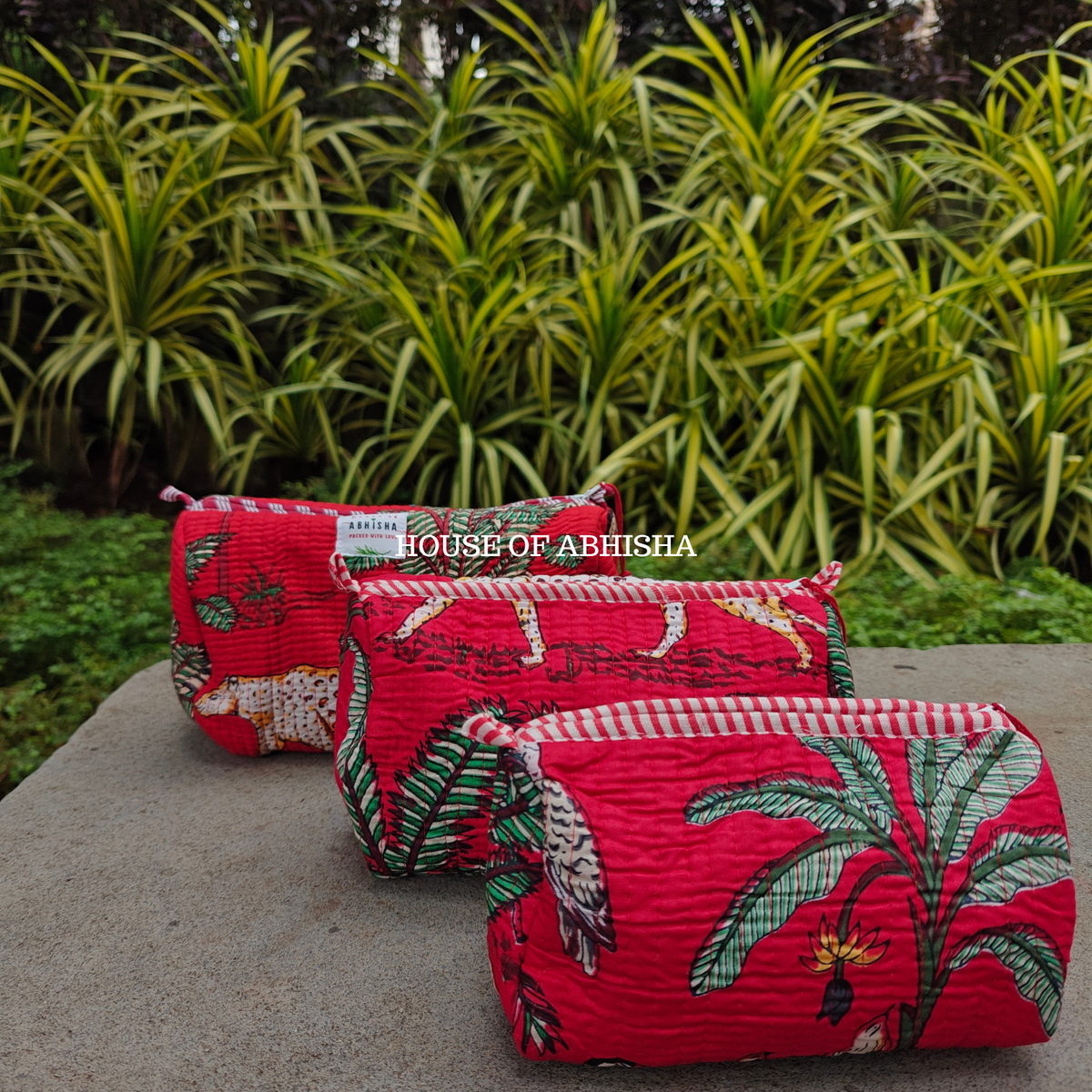 Wild Eden Quilted Utility Pouches - Set of 3