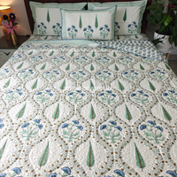 Aprajita Handblock Bedsheet + Quilted Bedcover Combo Set