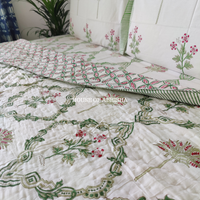 Tropical Rush Handblock Bedsheet + Quilt Combo Set