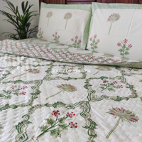Tropical Rush Handblock Bedsheet + Quilt Combo Set