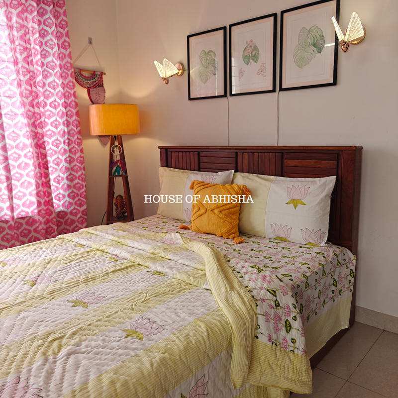 The Grove Handblock Bedsheet + Quilt Combo Set