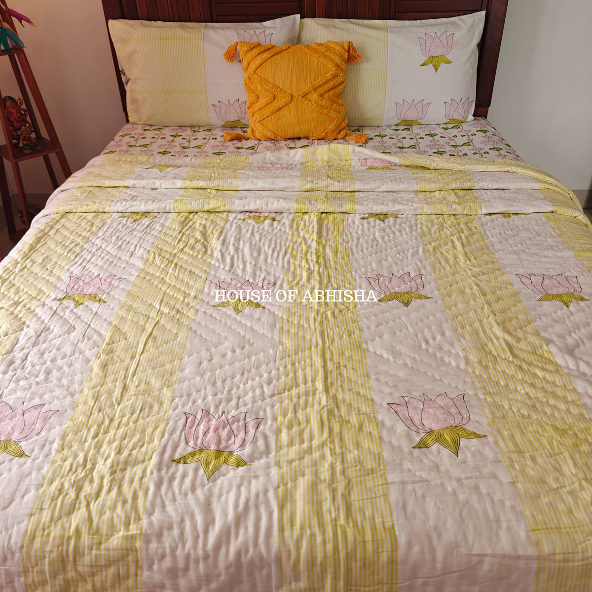 The Grove Handblock Bedsheet + Quilt Combo Set