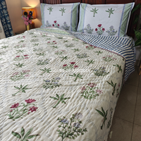 Island Beauty Handblock Bedsheet + Quilt Combo Set