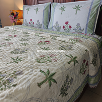 Island Beauty Handblock Bedsheet + Quilt Combo Set