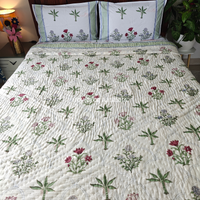 Island Beauty Handblock Bedsheet + Quilt Combo Set