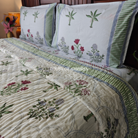 Island Beauty Handblock Bedsheet + Quilt Combo Set