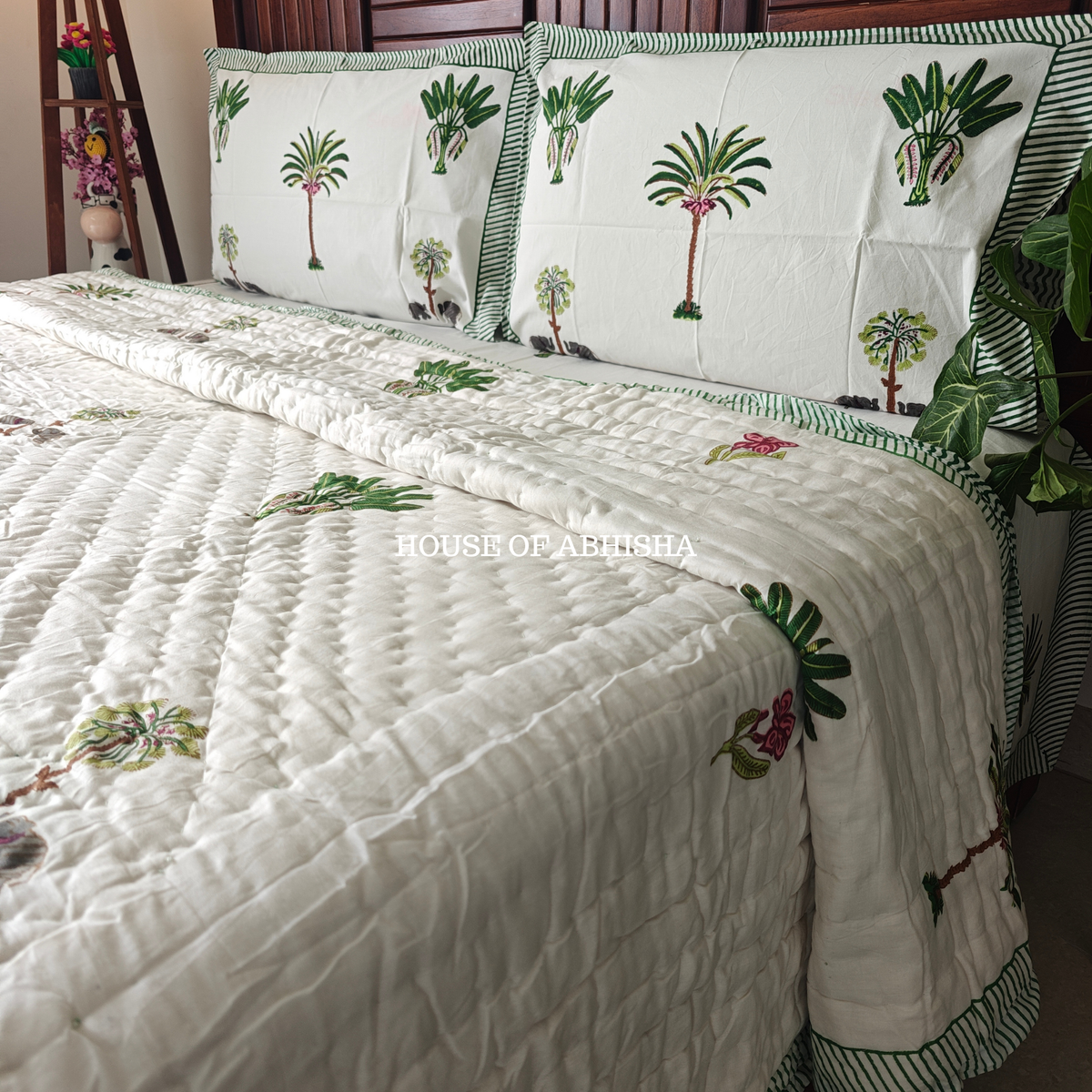 Vanika Handblock Bedsheet + Quilt Combo Set