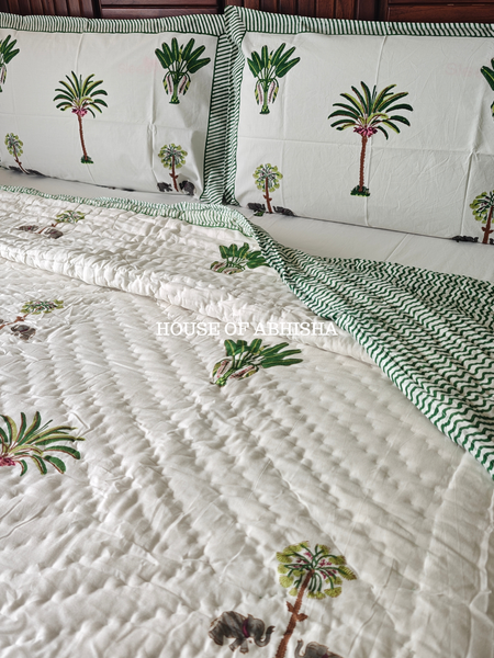 Vanika Handblock Bedsheet + Quilt Combo Set