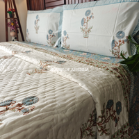 Aprajita Handblock Bedsheet + Quilt Combo Set