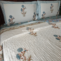 Aprajita Handblock Bedsheet + Quilt Combo Set