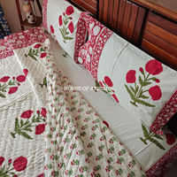Gul-e-Bahar Handblock Bedsheet + Quilt Combo Set