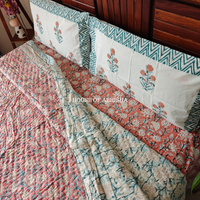 Rangrez Handblock Bedsheet + Quilt Combo Set