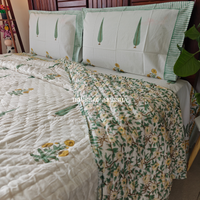 Parijat Handblock Bedsheet + Quilt Combo Set
