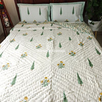 Parijat Handblock Bedsheet + Quilt Combo Set