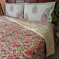 Aangan Handblock Bedsheet + Quilt Combo Set