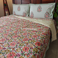 Aangan Handblock Bedsheet + Quilt Combo Set