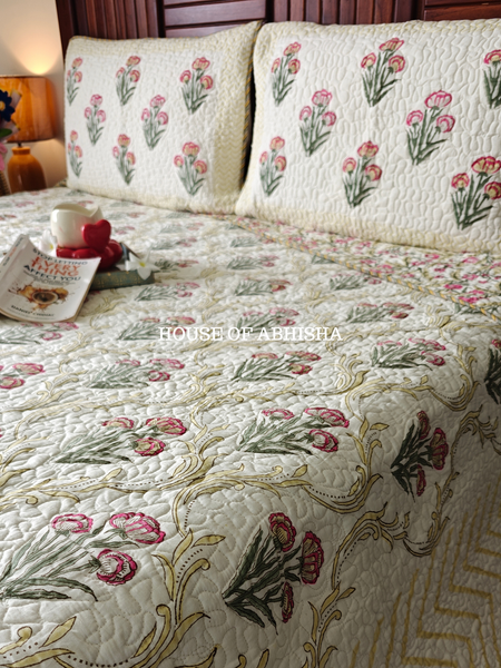 Rangoli Quilted Cotton Reversible Bedcover