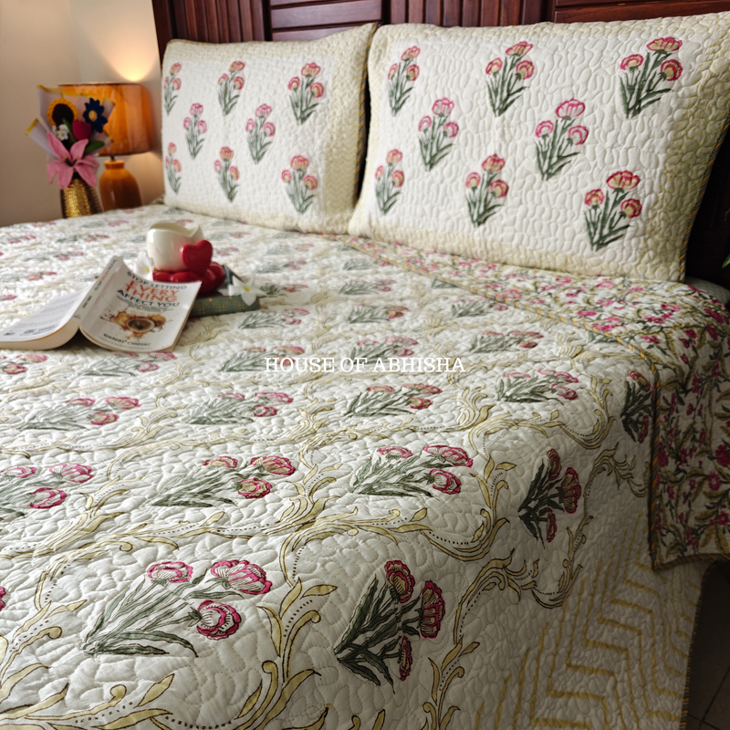 Rangoli Quilted Cotton Reversible Bedcover