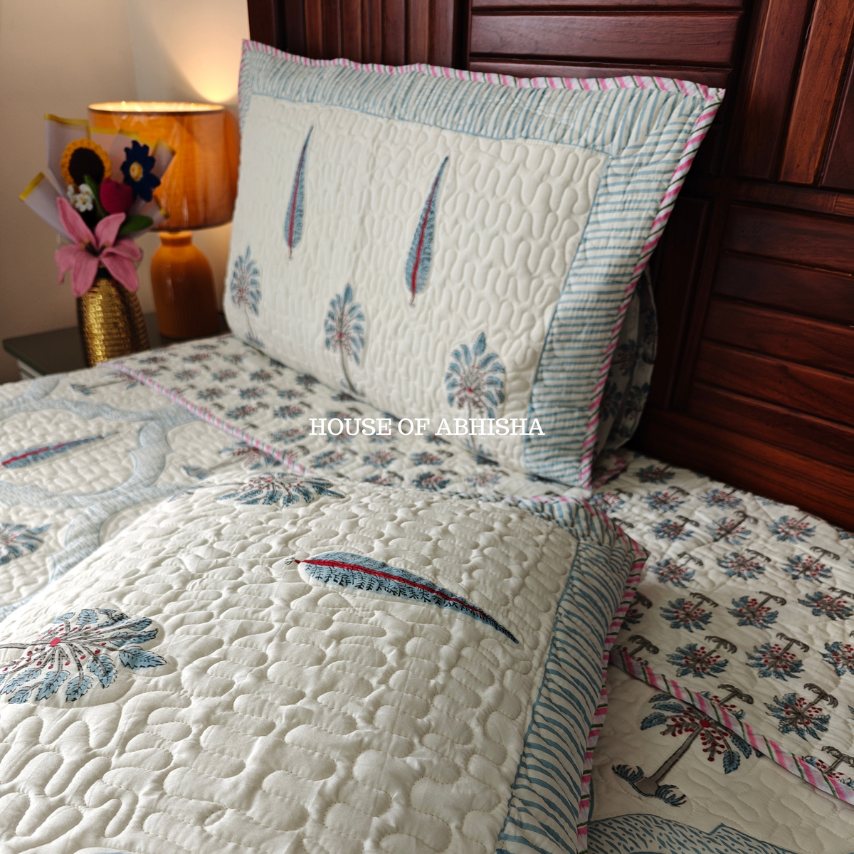 Aurelia Quilted Cotton Reversible Bedcover