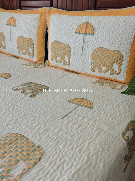 Royal Hathi Quilted Cotton Reversible Bedcover