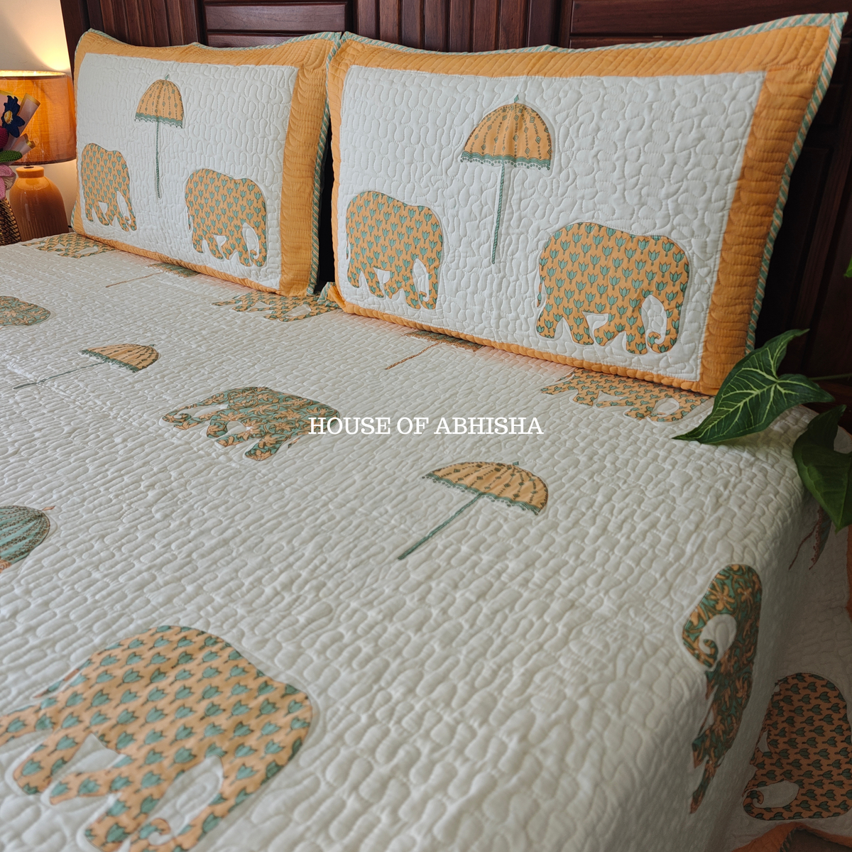 Royal Hathi Quilted Cotton Reversible Bedcover