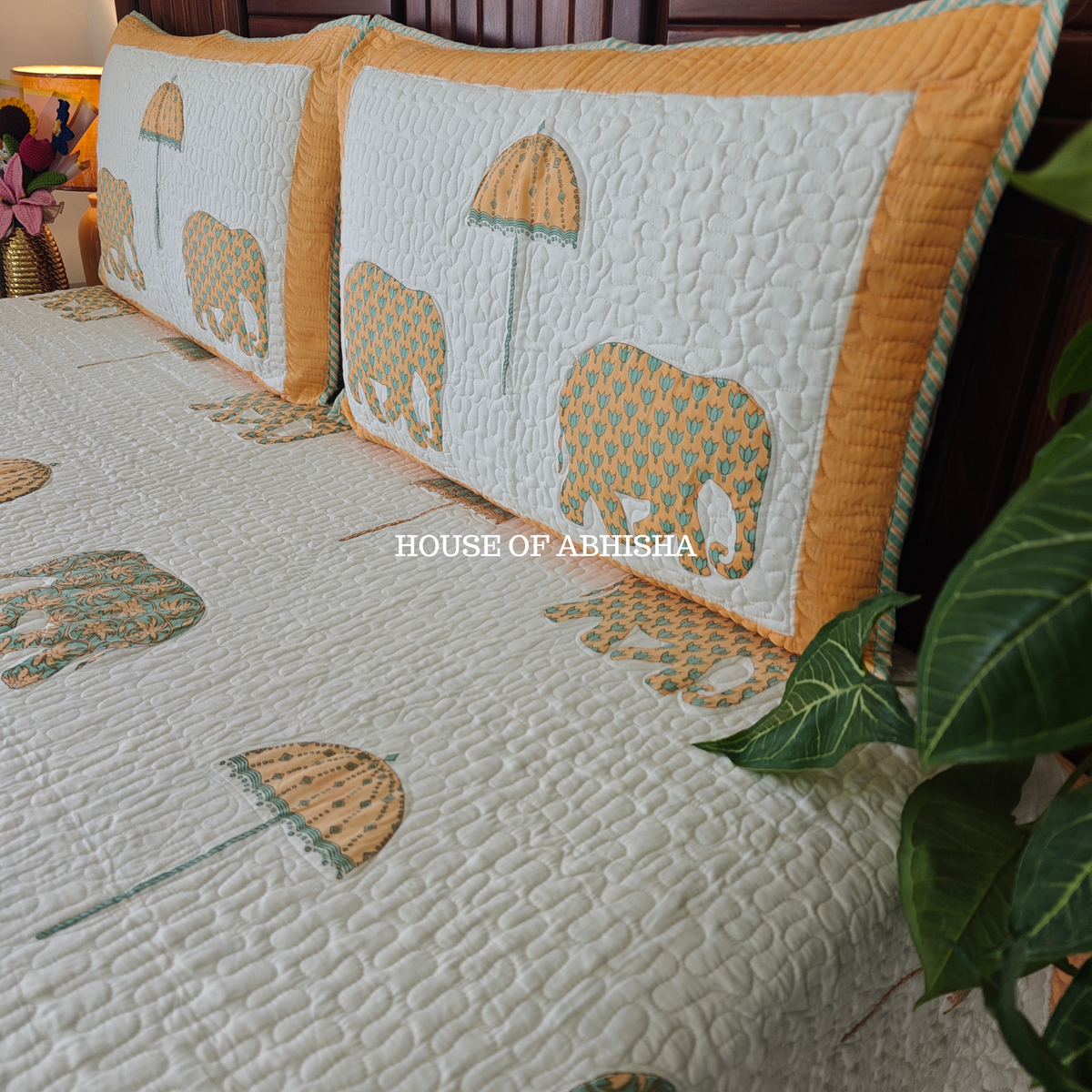 Royal Hathi Quilted Cotton Reversible Bedcover