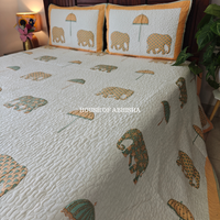 Royal Hathi Quilted Cotton Reversible Bedcover