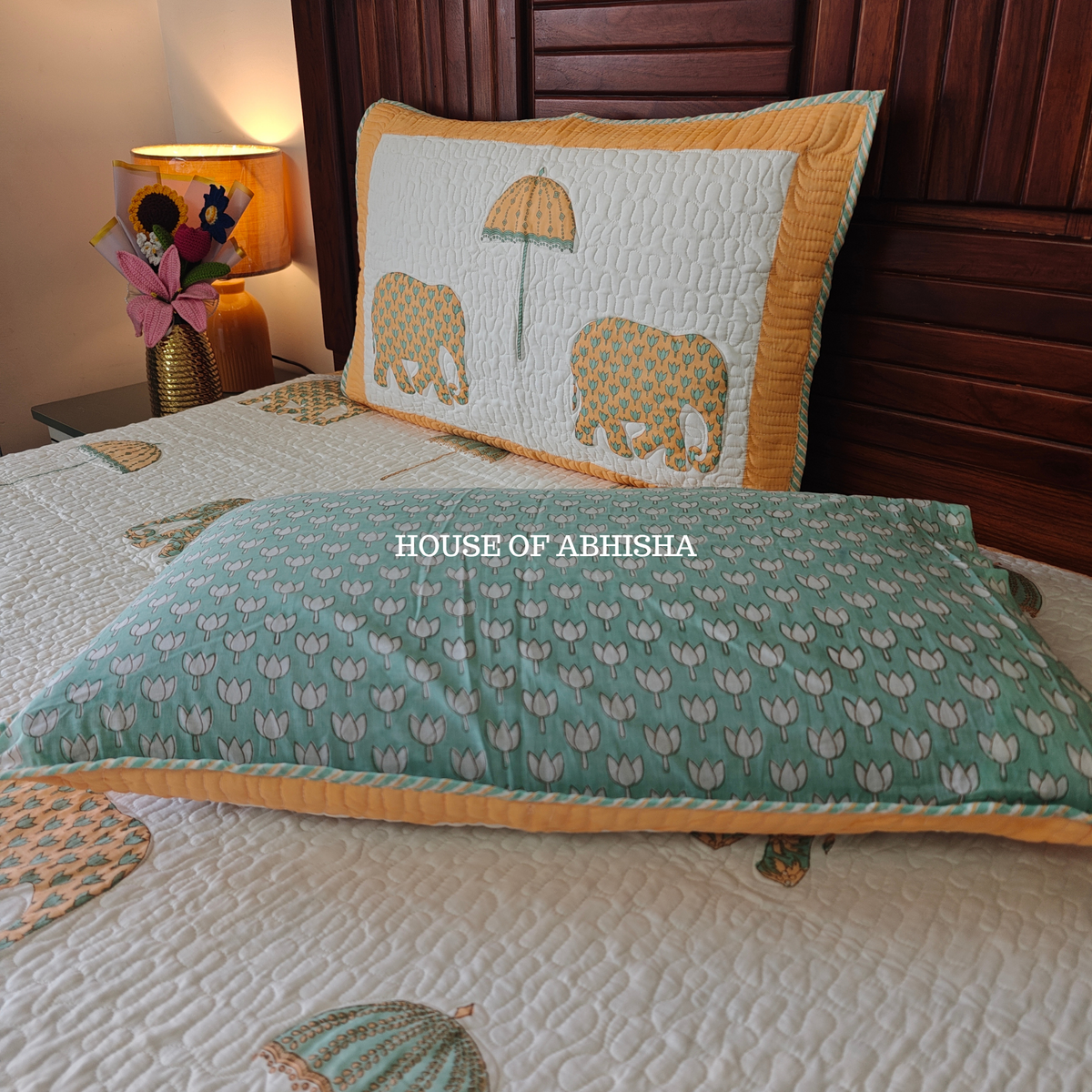 Royal Hathi Quilted Cotton Reversible Bedcover