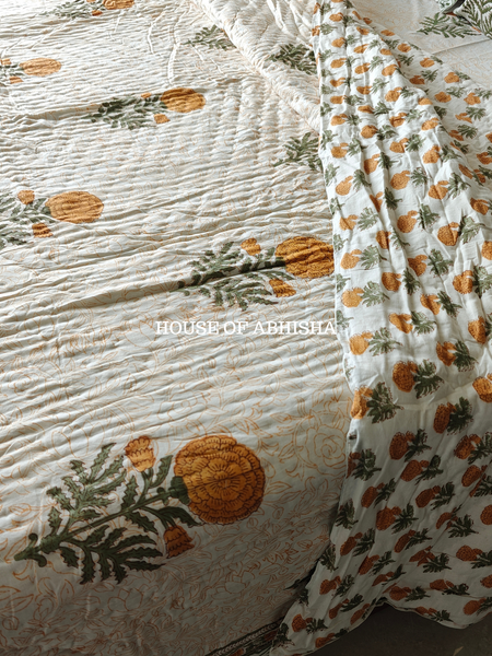 Genda Phool Reversible Organic Mulmul Cotton Quilt