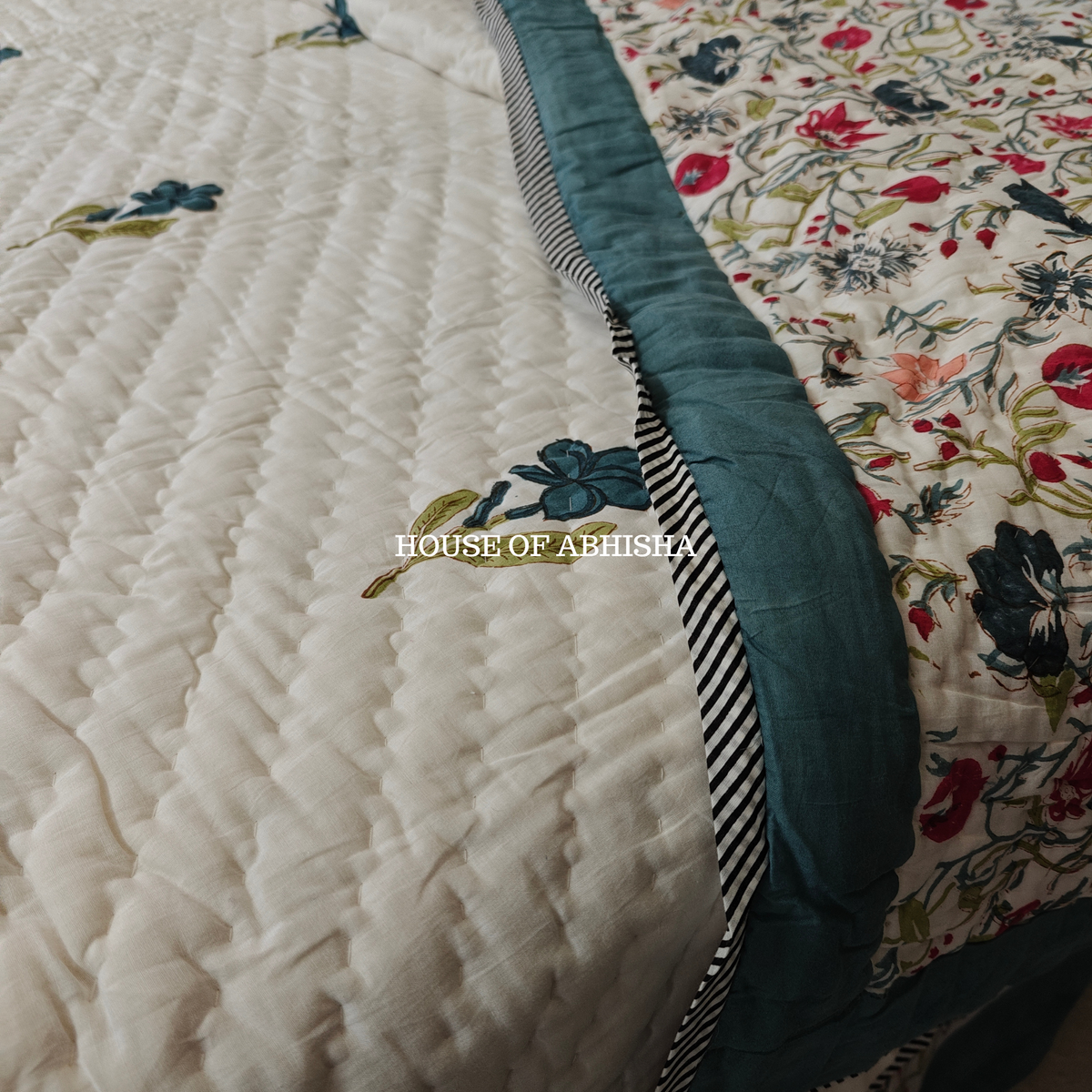 French Garden Reversible Organic Mulmul Cotton Quilt