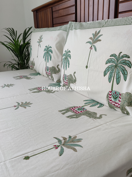 Rambagh Hand Block Premium Bedsheet Set