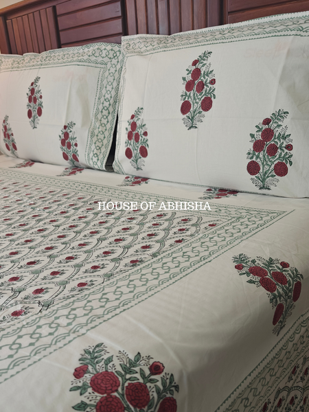 Gharana Hand Block Premium Bedsheet Set
