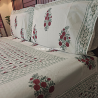 Gharana Hand Block Premium Bedsheet Set