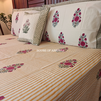 Sukoon Hand Block Premium Bedsheet Set