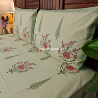 Dastoor Hand Block Premium Bedsheet Set (Beige Base)