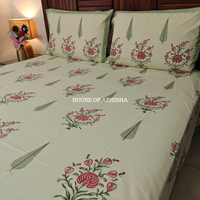 Dastoor Hand Block Premium Bedsheet Set (Beige Base)