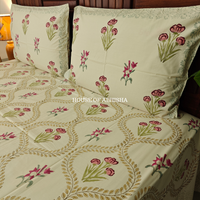 Bagh Buta Hand Block Premium Bedsheet Set (Beige Base)