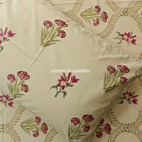 Bagh Buta Hand Block Premium Bedsheet Set (Beige Base)
