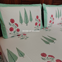 Saanjh Hand Block Premium Bedsheet Set