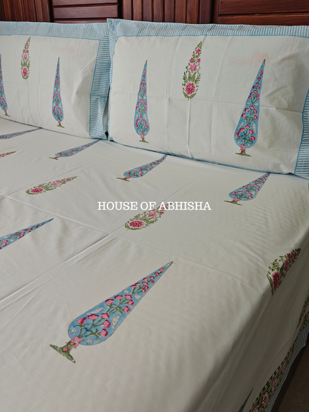 Basantika Hand Block Premium Bedsheet Set