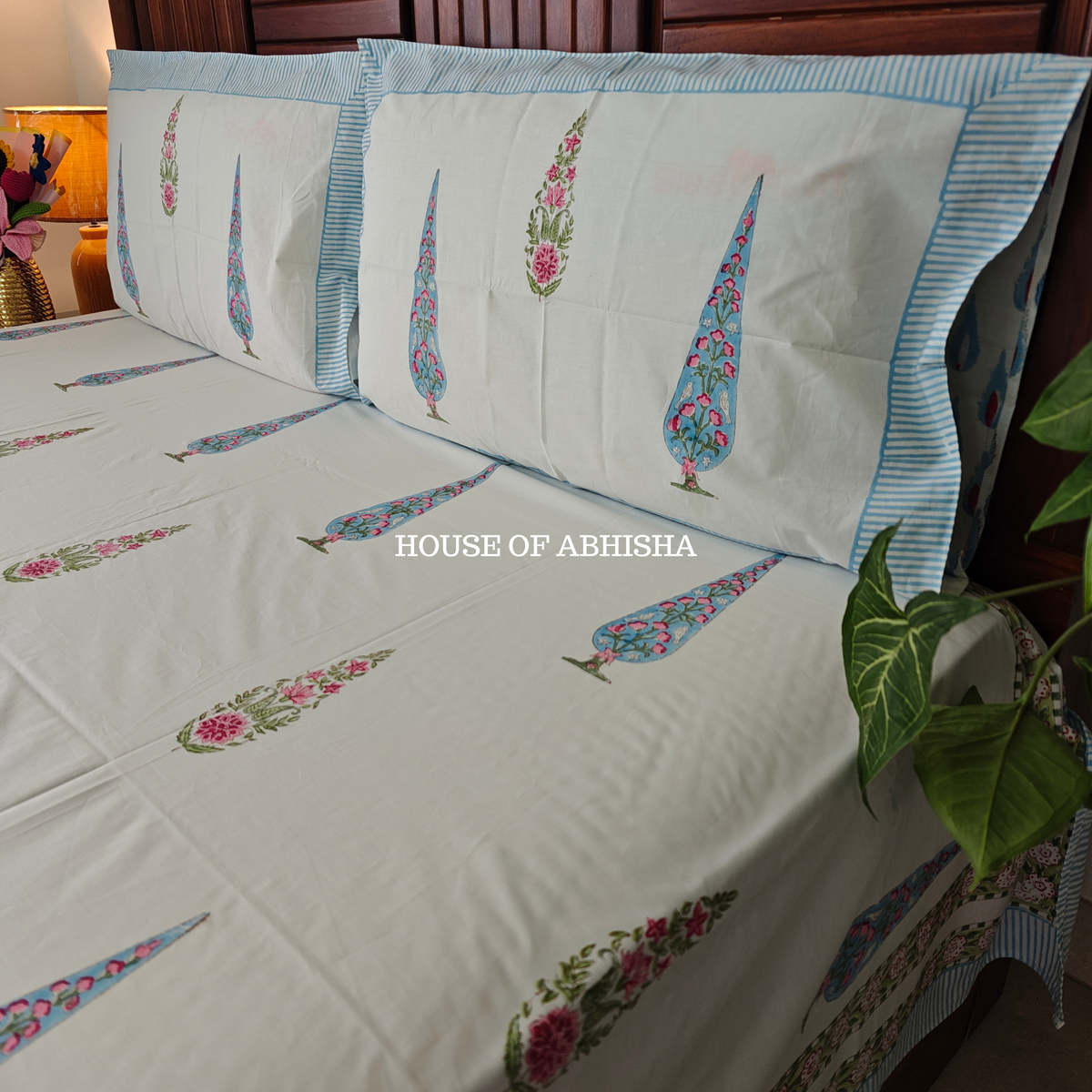 Basantika Hand Block Premium Bedsheet Set