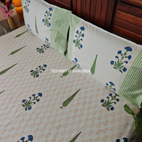 Phoolwari Hand Block Premium Bedsheet Set
