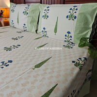 Phoolwari Hand Block Premium Bedsheet Set