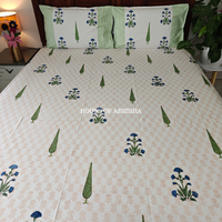 Phoolwari Hand Block Premium Bedsheet Set