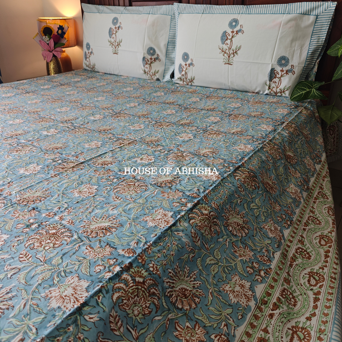 Utsav Hand Block Premium Bedsheet Set