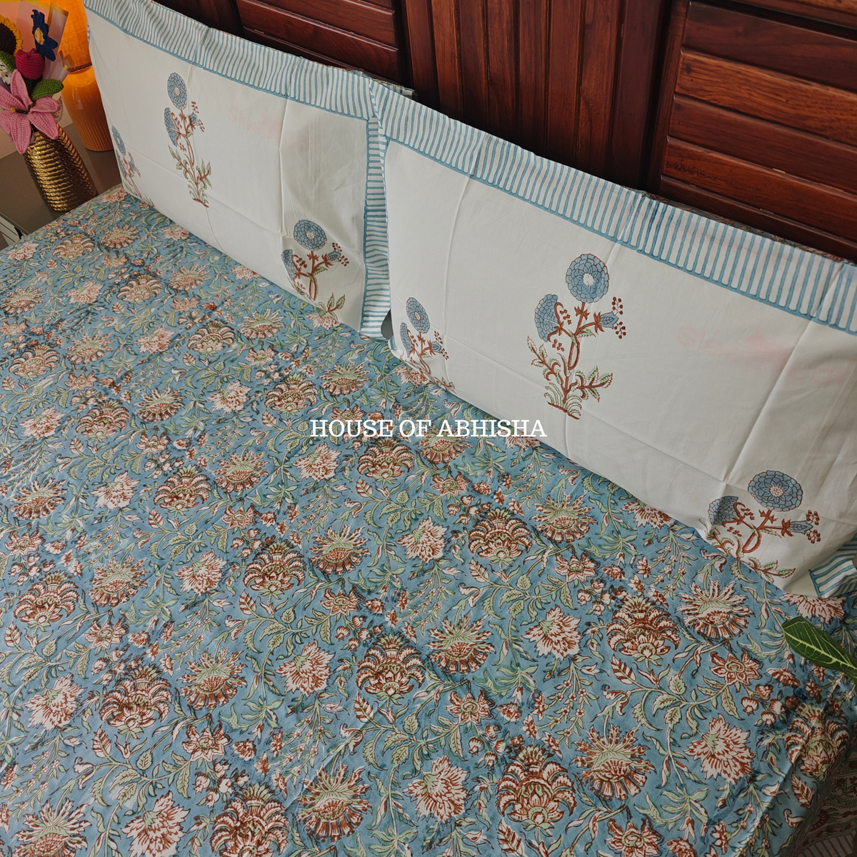 Utsav Hand Block Premium Bedsheet Set