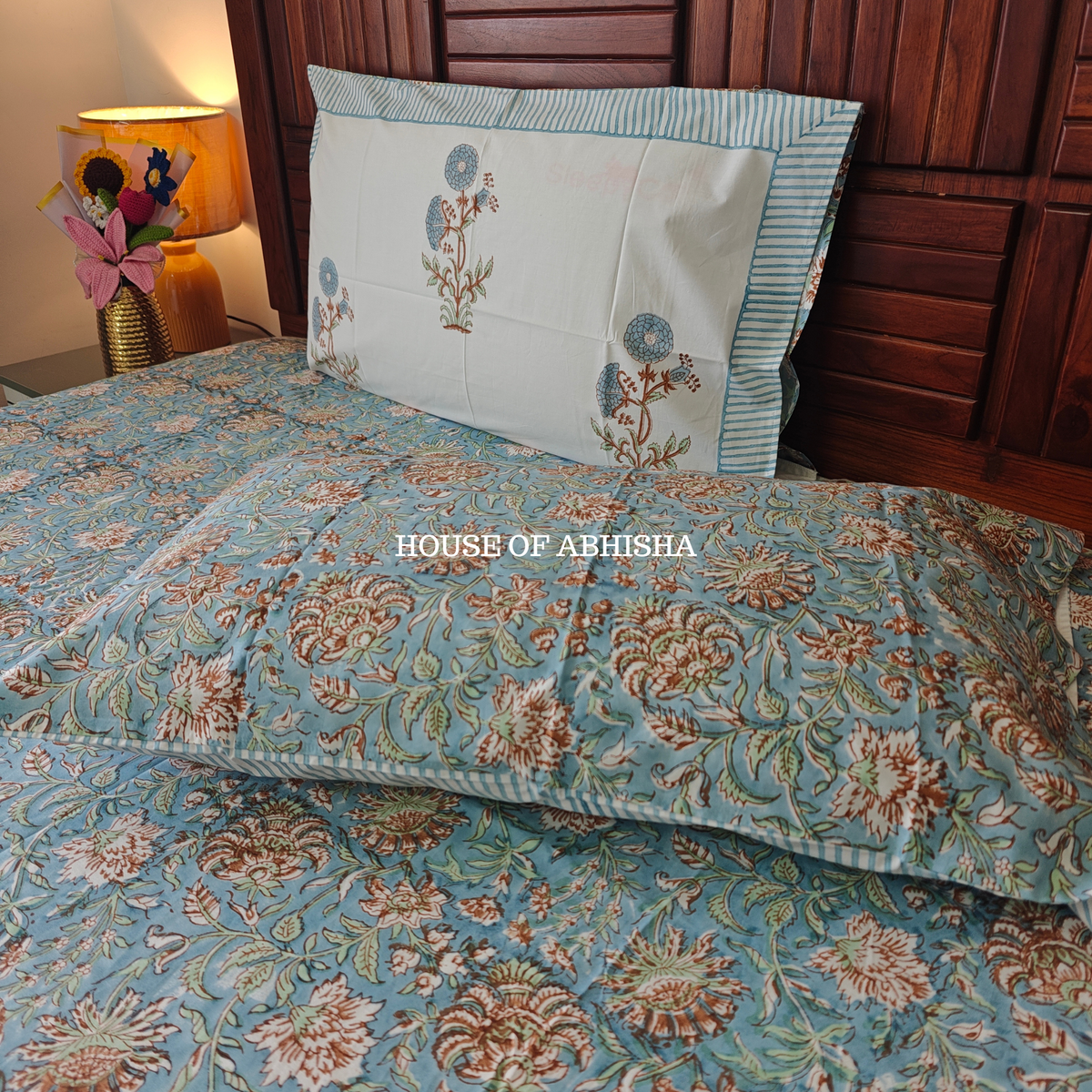 Utsav Hand Block Premium Bedsheet Set